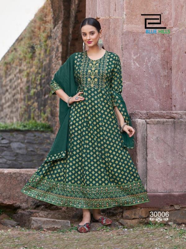 Blue Hills Glamour Vol 30 Rayon Long Kurti With Dupatta